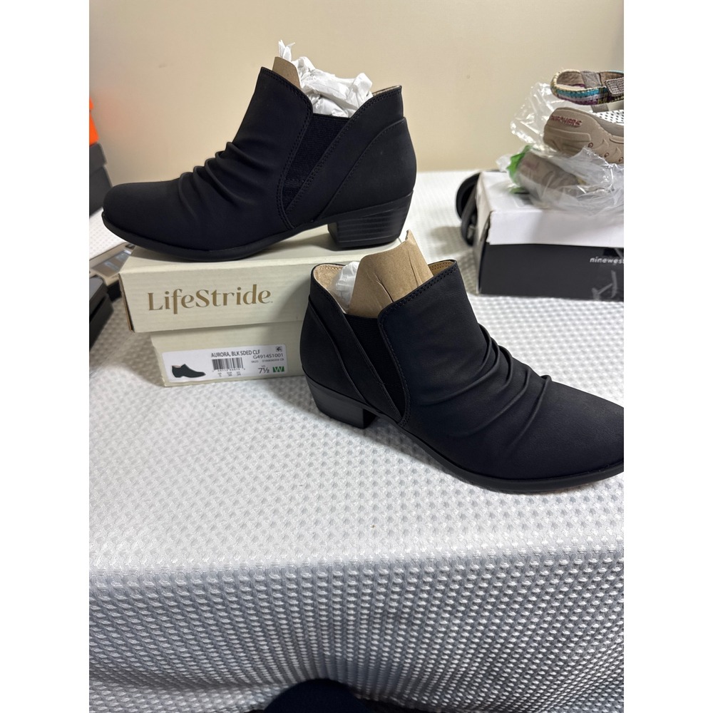 LifeStride Ankle Boots Women 7.5W Aurora Black Casual G4914S1001 NIB